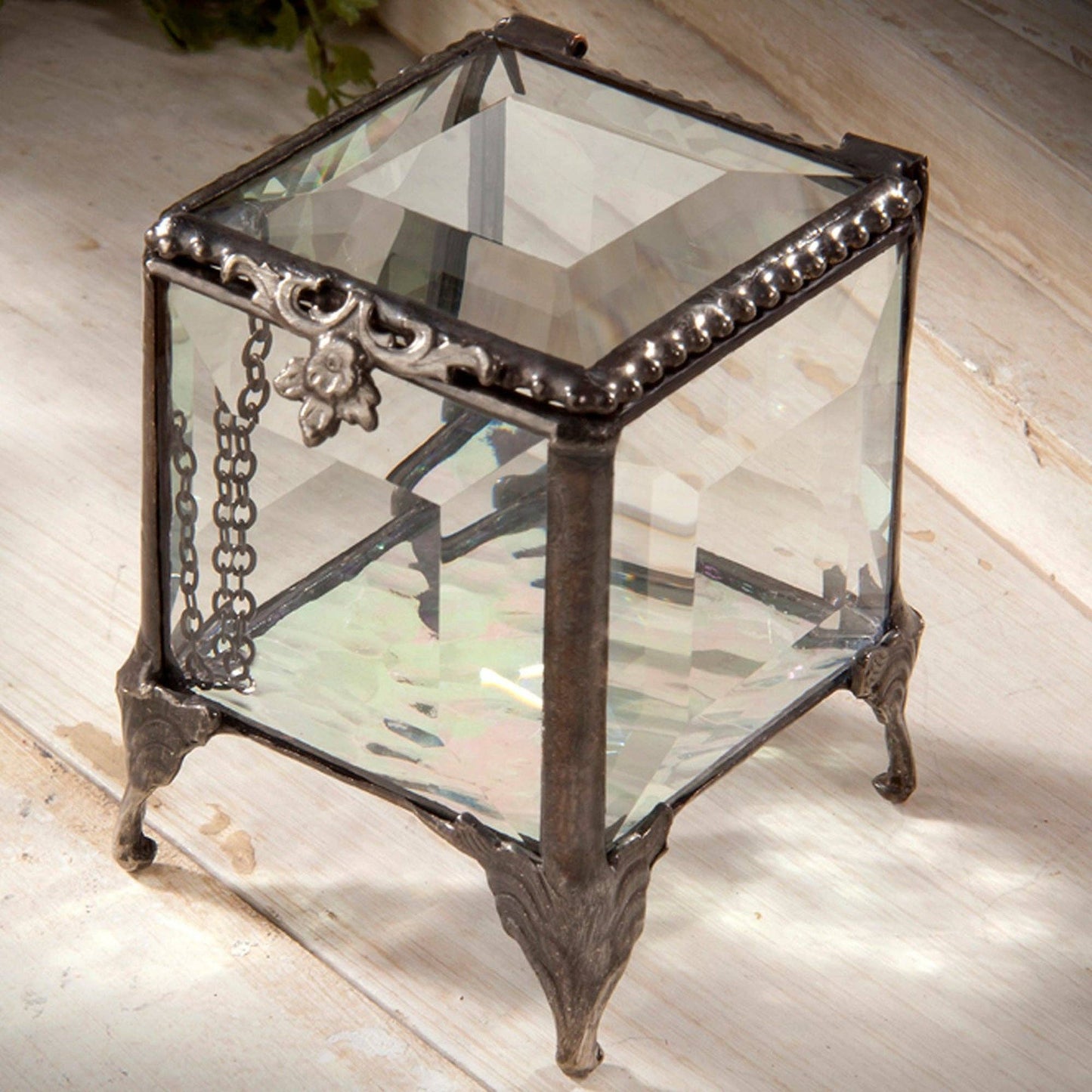 J Devlin Glass Art & Bert Anderson Collection - Beveled Glass Trinket Box for Keepsakes - J Devlin Glass Art