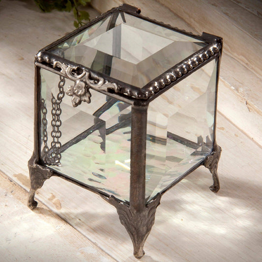 J Devlin Glass Art & Bert Anderson Collection - Beveled Glass Trinket Box for Keepsakes - J Devlin Glass Art