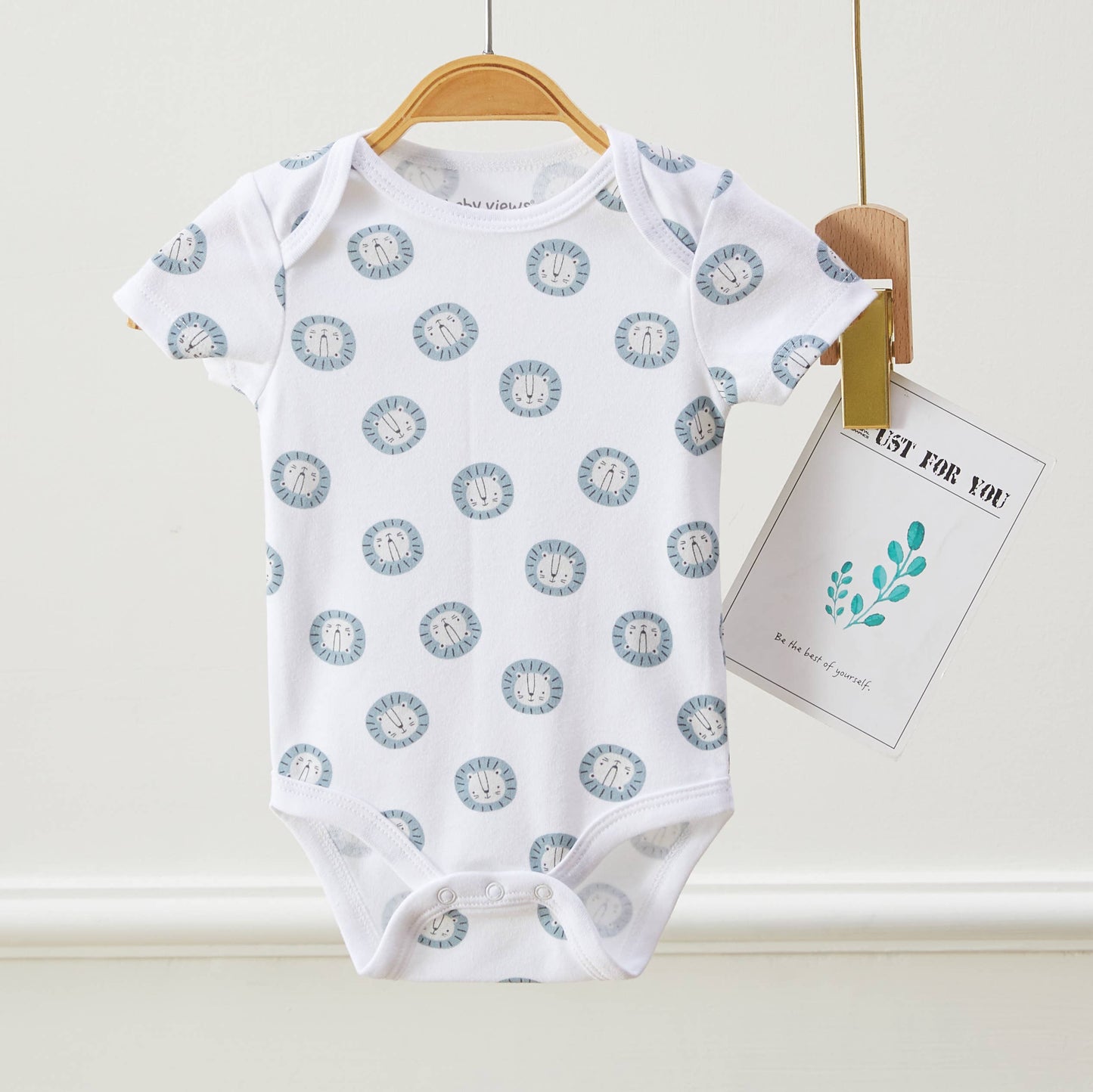 Lollipop Dreams - Pack of 3 Baby Boys Safari Animal Short Sleeves Bodysuits