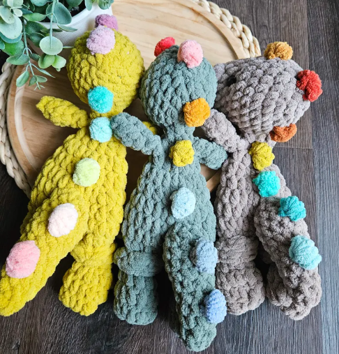The Lumber Creek Co - Crochet Dinosaur Plushie Snuggler Lovey Stuffed Animal