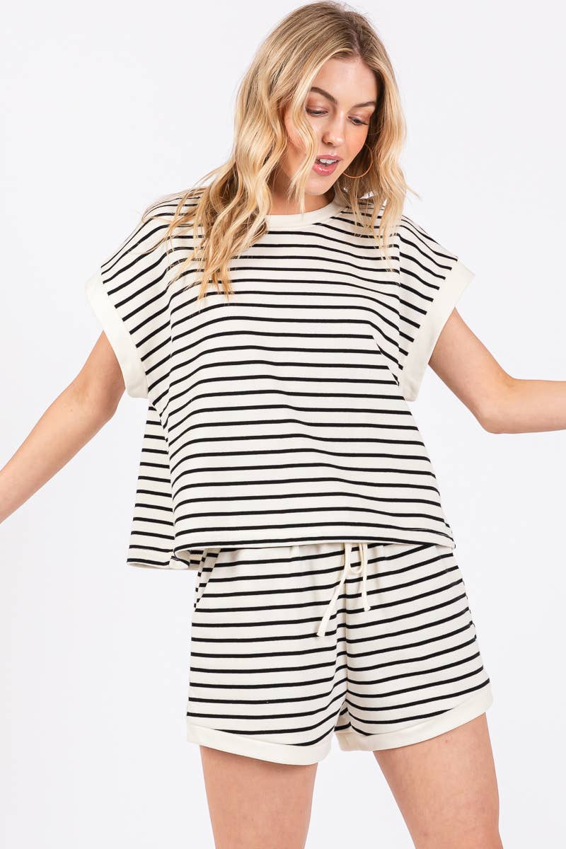 Sewn and Seen - STRIPED TERRY TOP AND SHORT SETS
