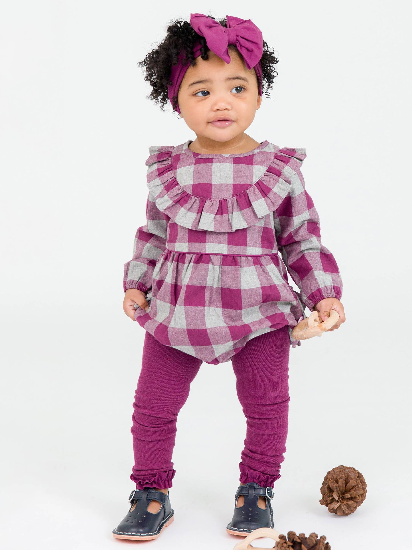 RuffleButts + RuggedButts - Girls Eggplant Harvest Footless Ruffle Tights