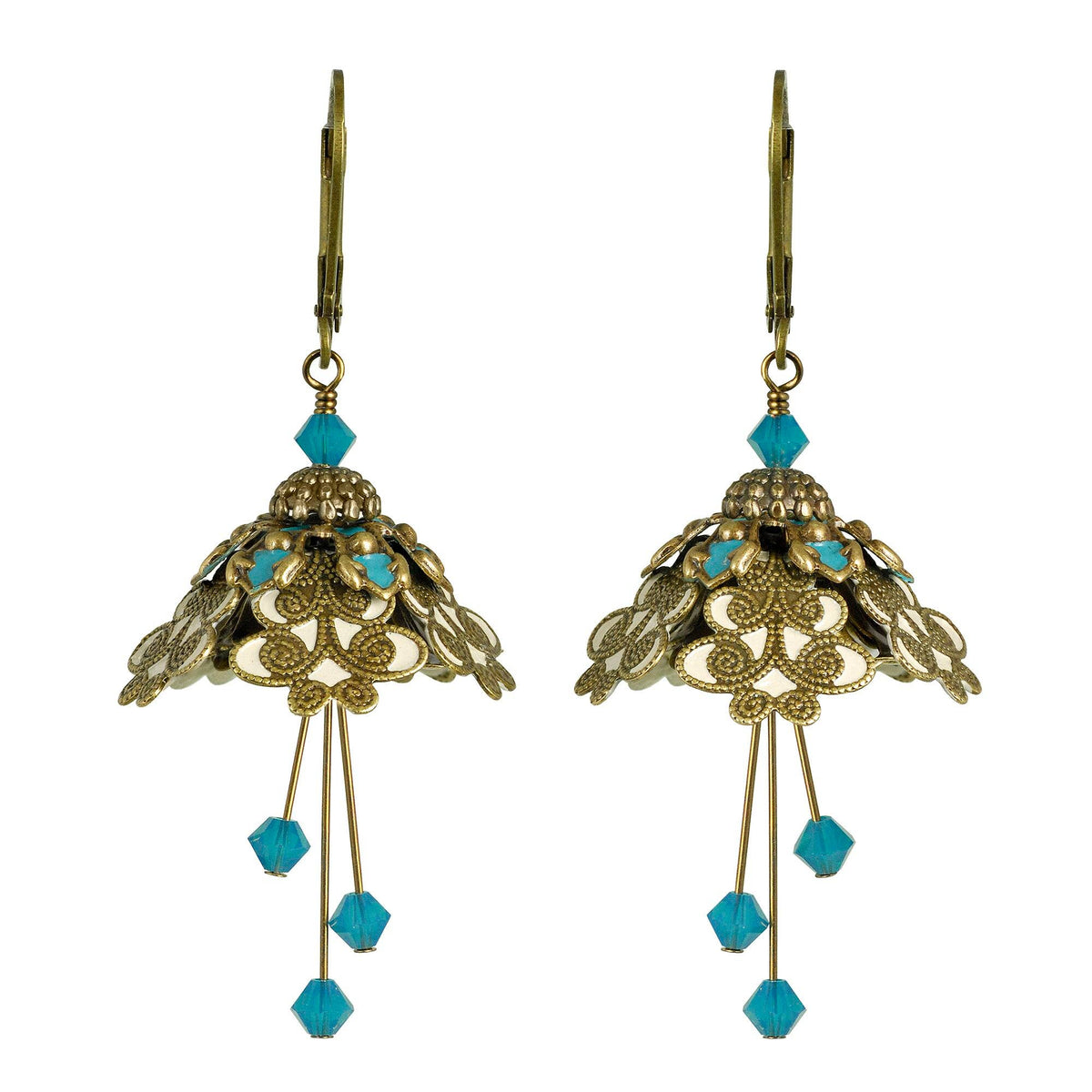 NoMonet - Flower Fairy: Painted Intricate Swirl Earrings w Crystals