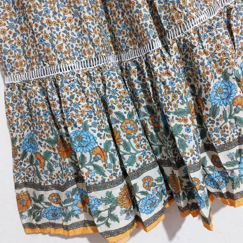 Rosa Clothing - Bohemian Lace With A Large Hem Panelled Maxi Skirt