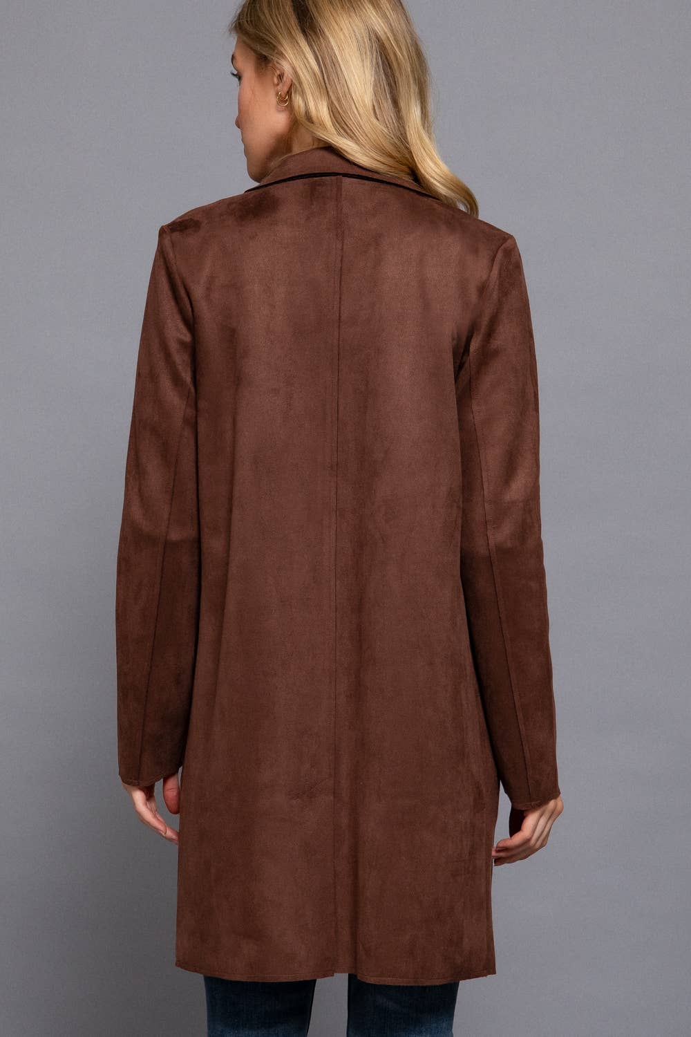 Active Basic | Active USA - Long Sleeve Open Front Faux Suede Jacket
