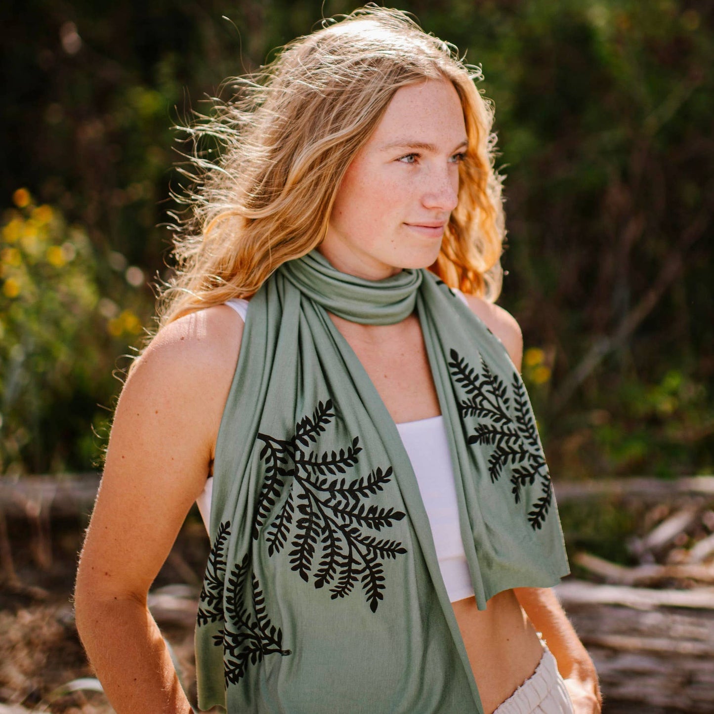 Windsparrow Studio - Scarf - Leafy Branch (black ink)