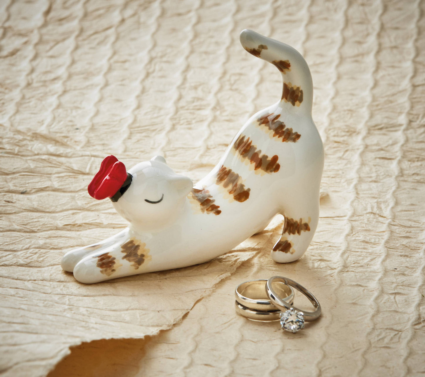 tag - Stretching Cat Ring Holder Multi Earthenware Everyday
