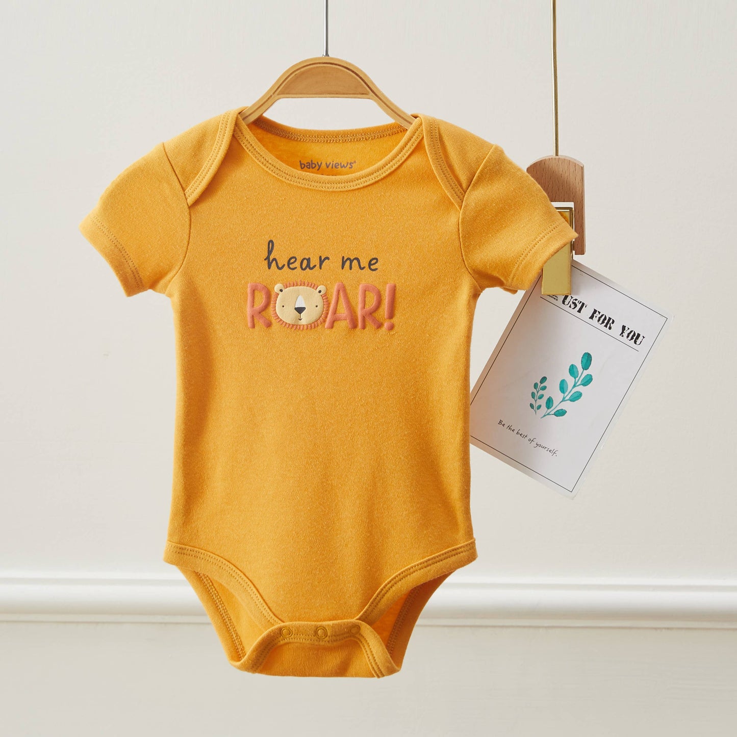 Lollipop Dreams - Pack of 3 Baby Lion Roar Pattern Bodysuits, Short Sleeves