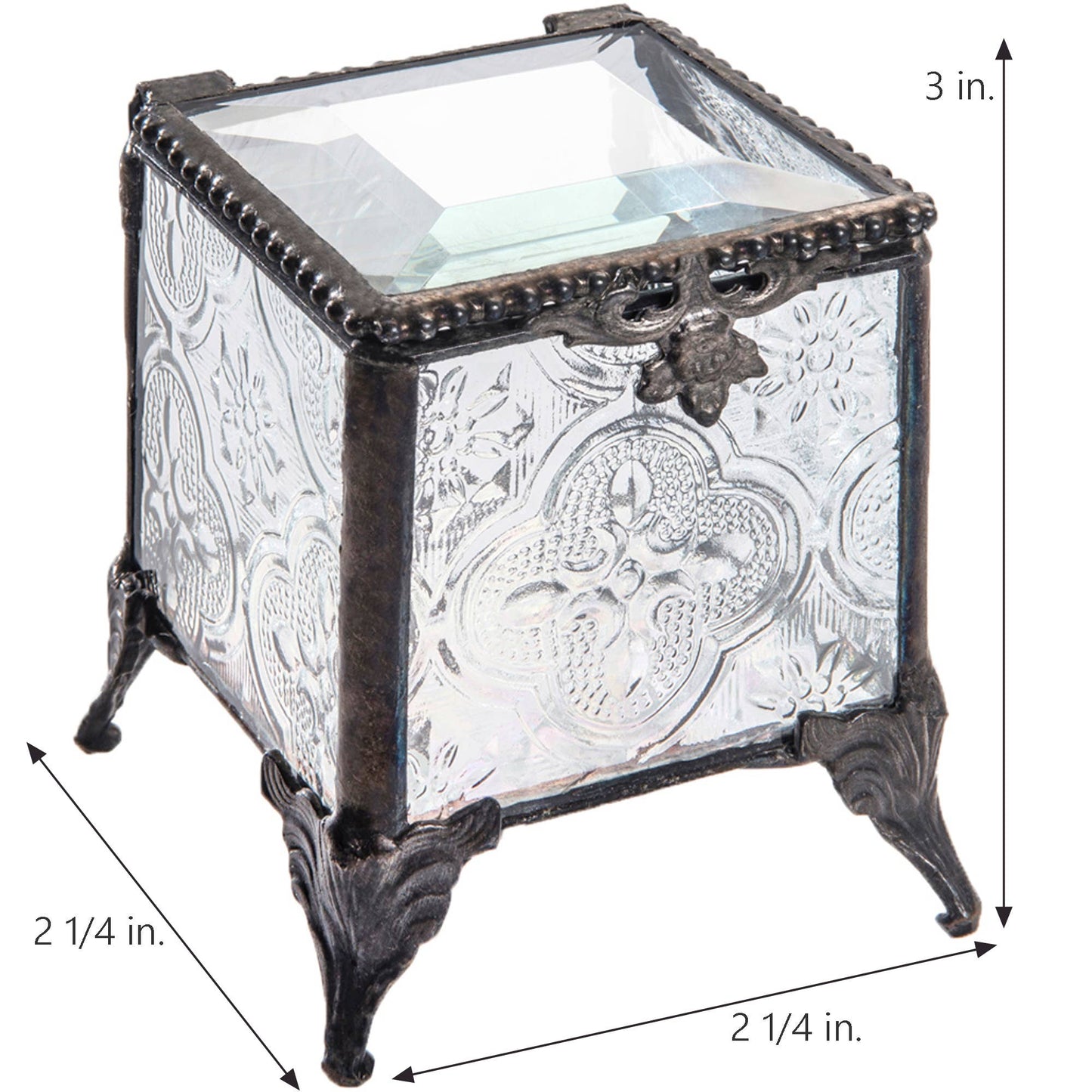 J Devlin Glass Art & Bert Anderson Collection - Vintage Glass Box for Keepsakes and Jewelry - J Devlin