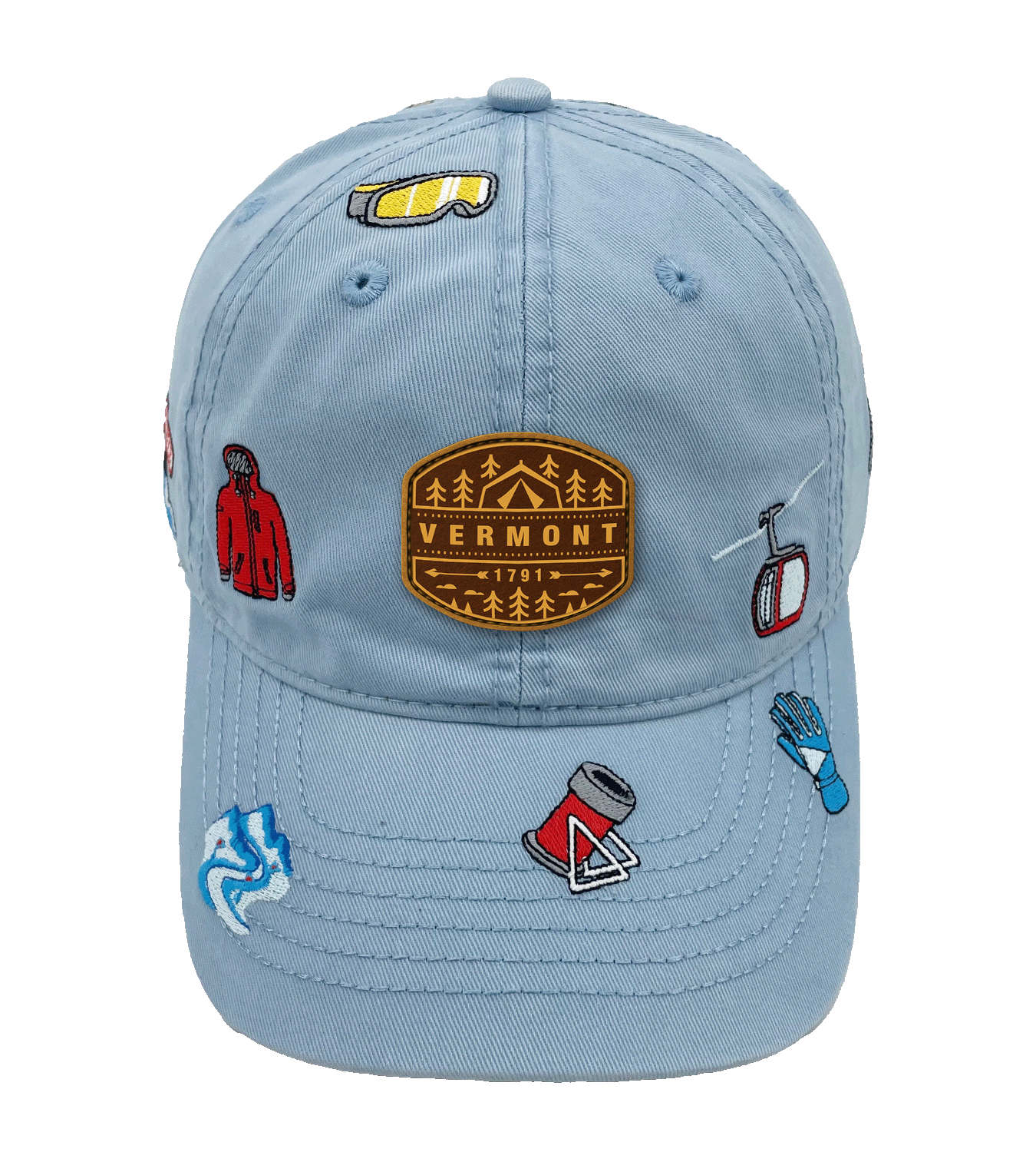 Northern Icons Creations INC - Vermont Ski Resort Embroidered Baseball Cap – Snow Mountain Winter Travel Adventure Hat