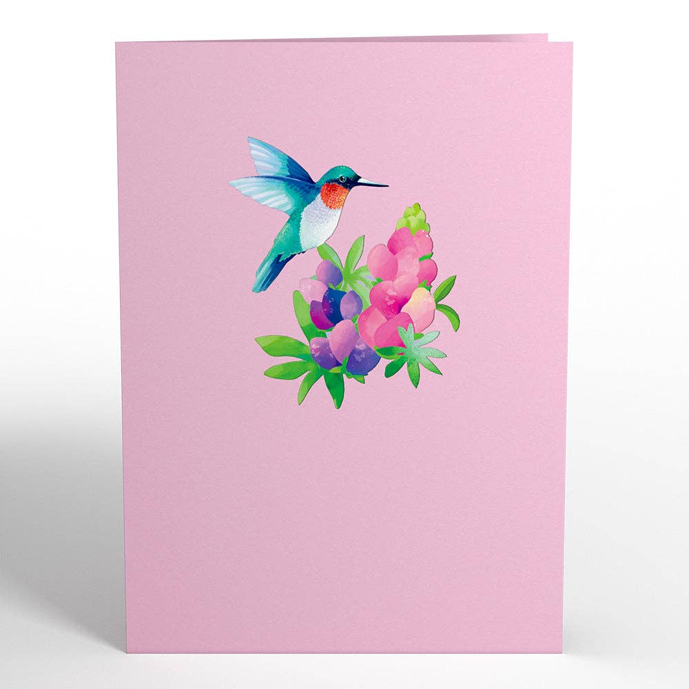 Lovepop Cards - Lupine Hummingbird Pop-Up Cards 5x7", Handmade, Love