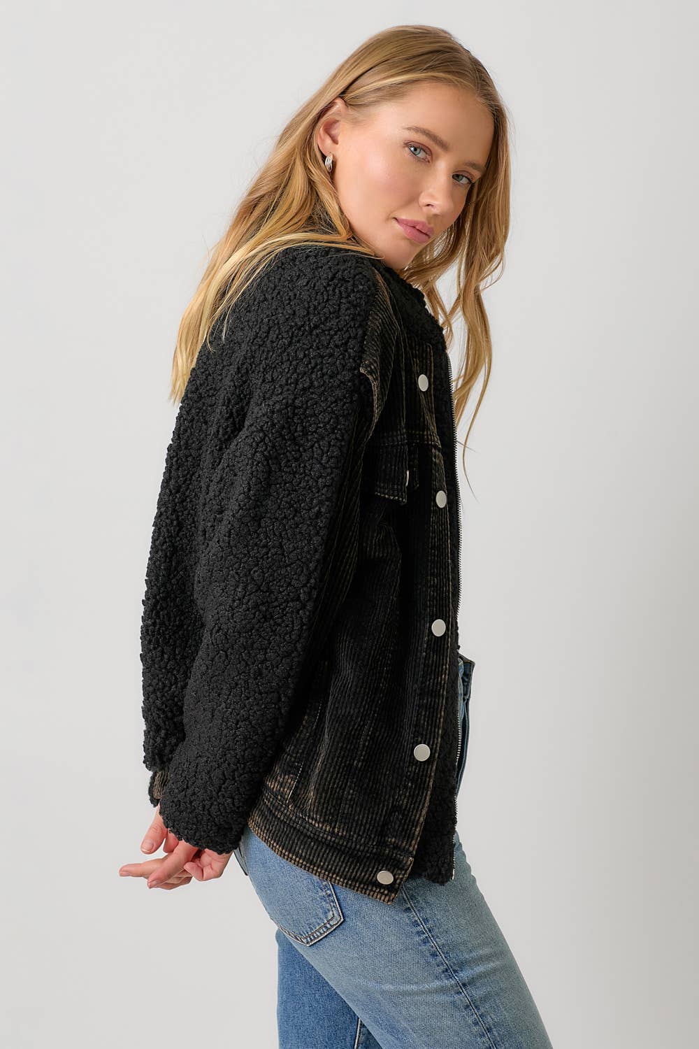 Mystree - 60817 Corduroy Mixed Sherpa Jacket