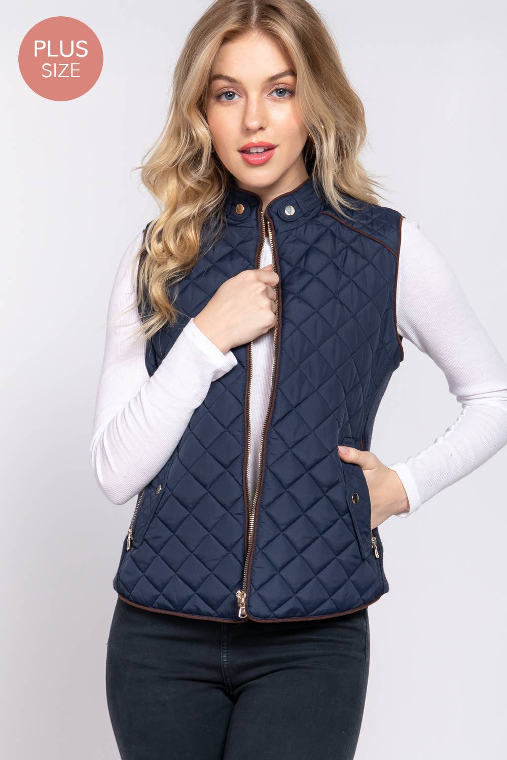 Active Basic | Active USA - Suede Piping Quilted Padding Vest