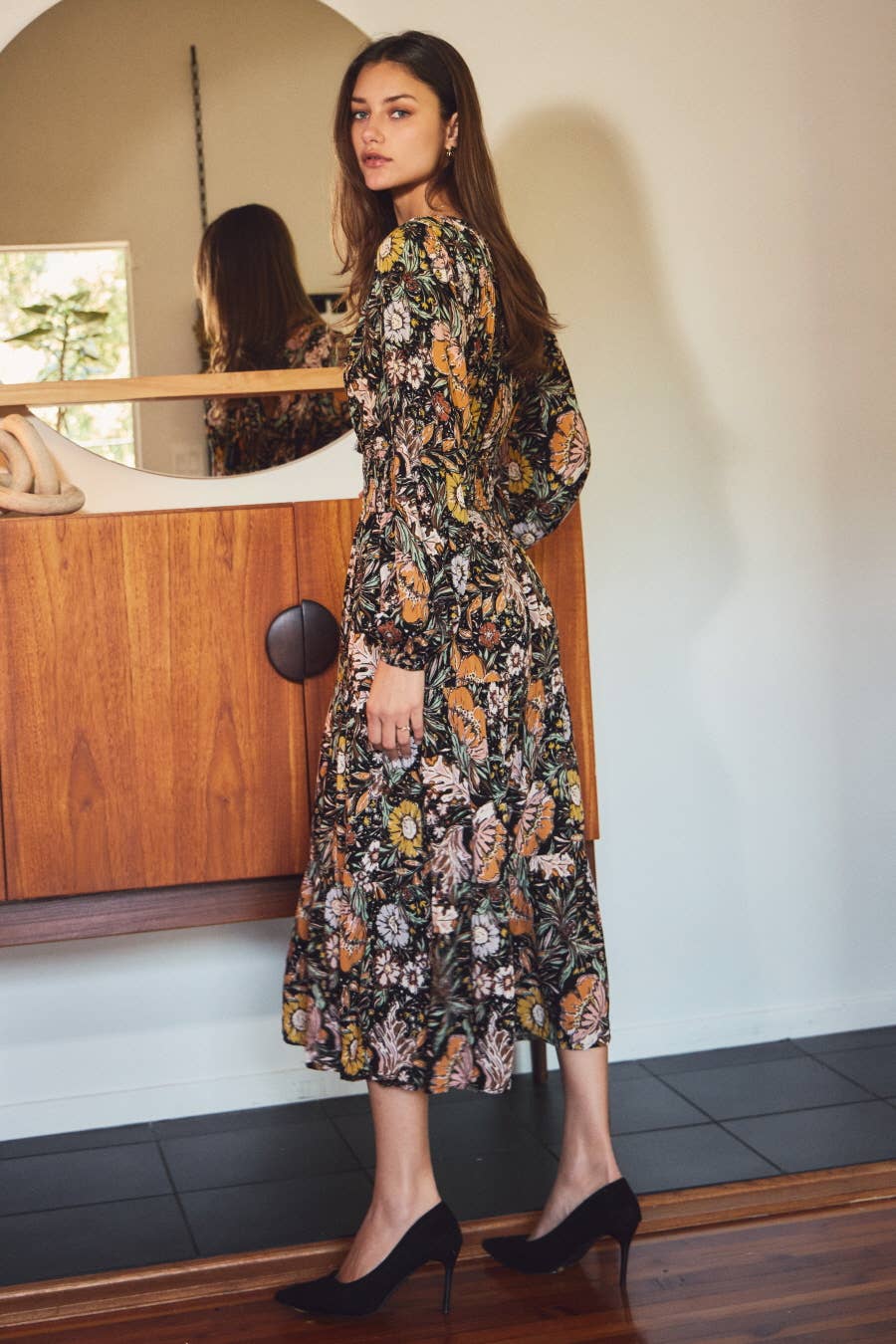 Oddi - Floral Print Midi Dress