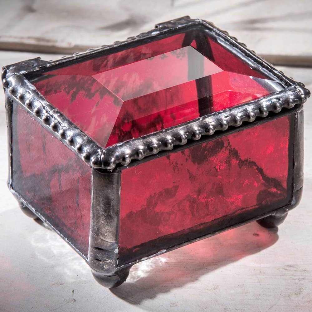 J Devlin Glass Art & Bert Anderson Collection - Small Stained Glass Ring Box J Devlin Box 325 Series