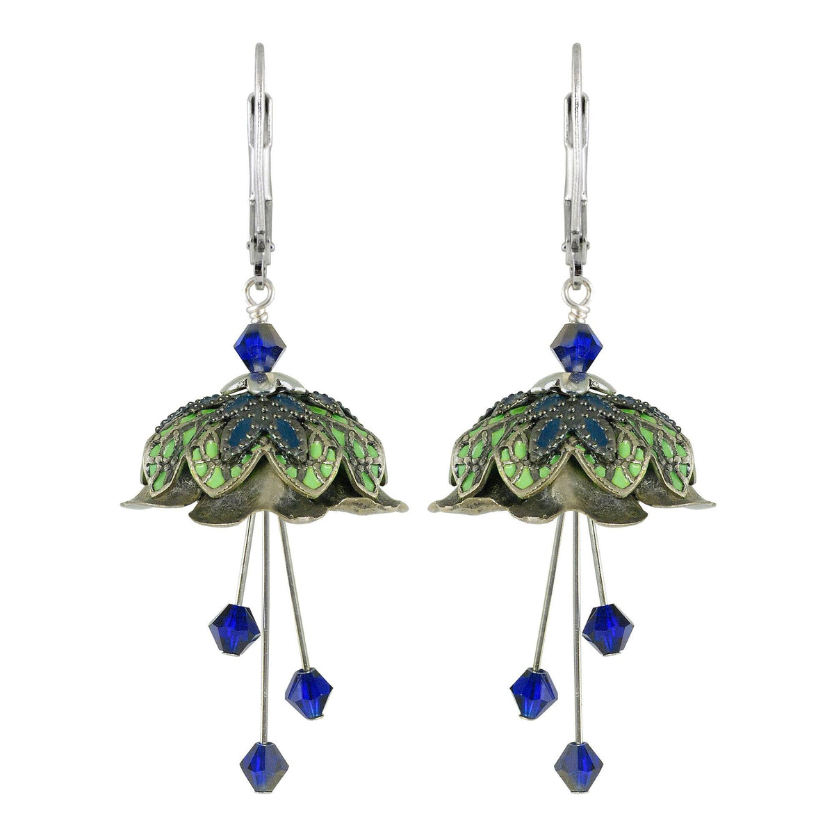 NoMonet - Flower Fairy: Hand Painted Dainty Flower Earrings w Crystals