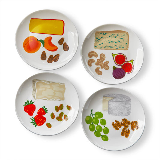 tag - Fromage Appetizer Plates Set of 4 Multi Bone China