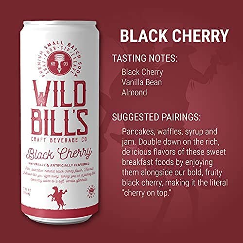 Wild Bill’s Craft Beverage Co. - Black Cherry - Premium Cane Sugar Soda, 12-Pack, Cans