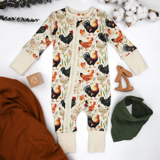 Earthy - Organic Cotton Baby Pajamas 2-Way Zipper Sleeper, Barley