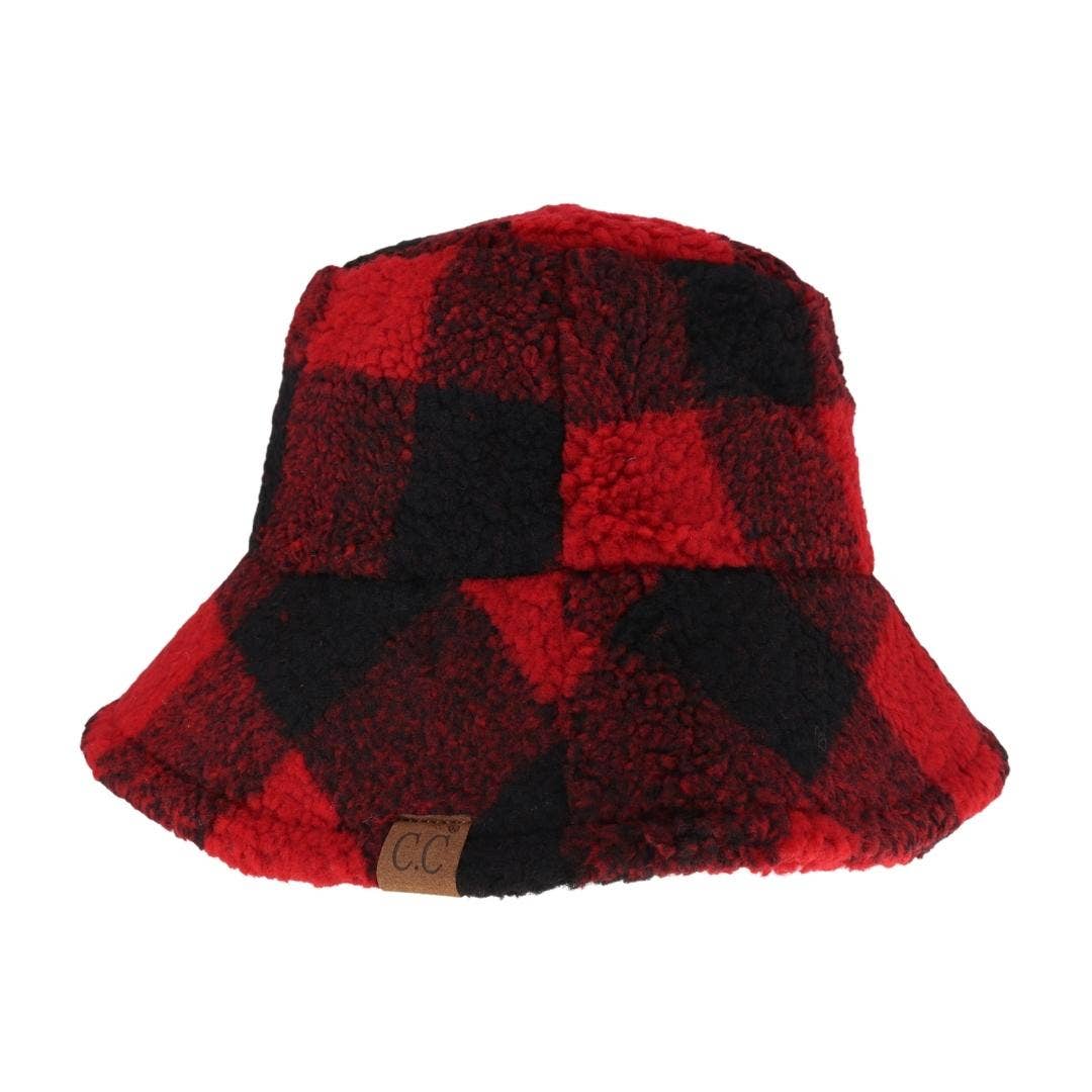 C.C Beanie - Buffalo Check Sherpa C.C Bucket Hat BK4036