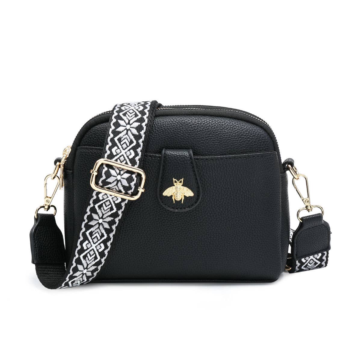 Papaya Fashion Ltd - B23002 Cross Body Handbag with double zip top sections