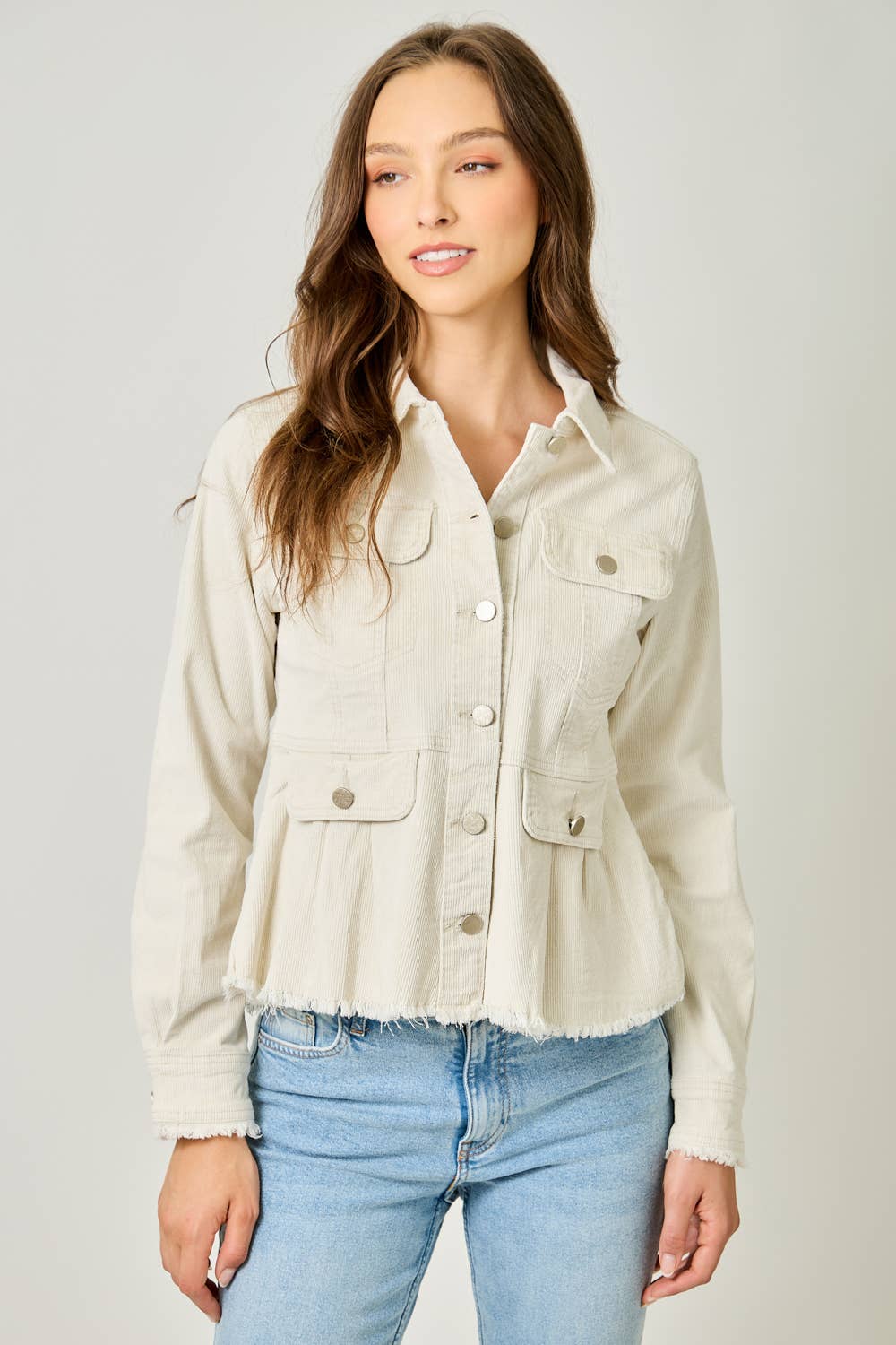 Mystree - 61134 Washed Denim Peplum Jacket