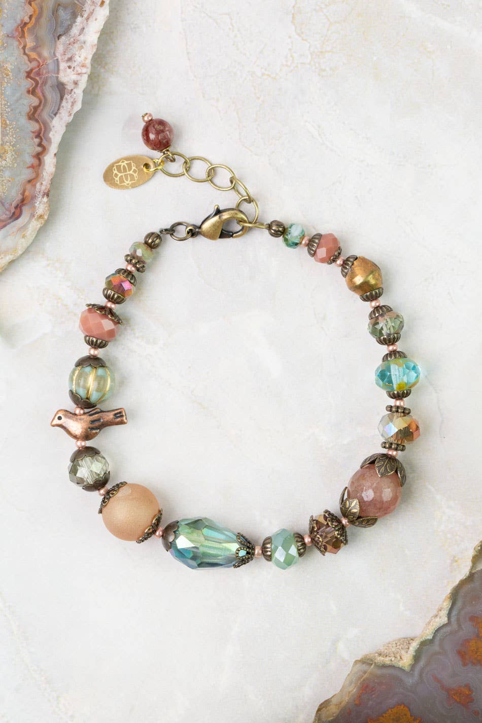 Anne Vaughan Designs Jewelry - Mauve Mix 7.75-8.75" Czech Glass, Druzy, Lepidolite Quartz S