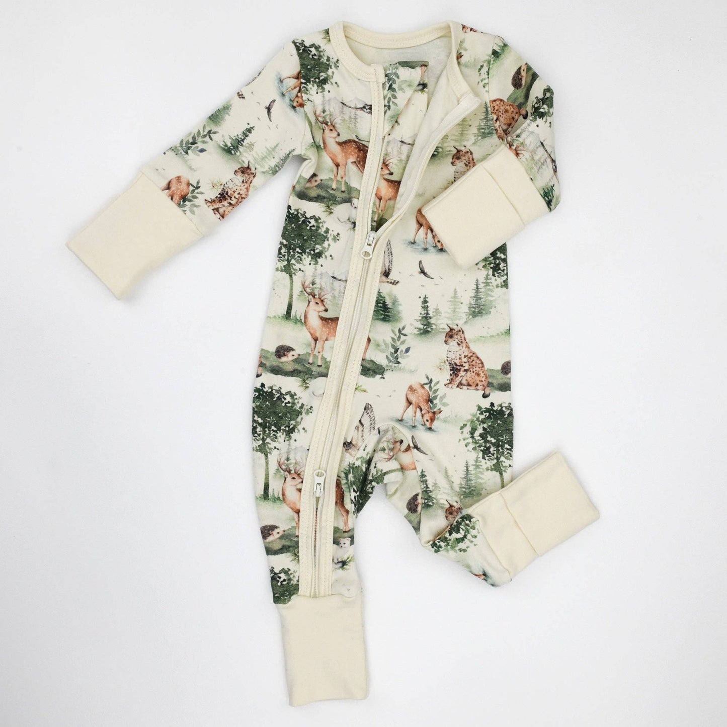 Earthy - Organic Cotton Baby Pajamas 2-Way Zip Front Zipper Sleeper, Oak