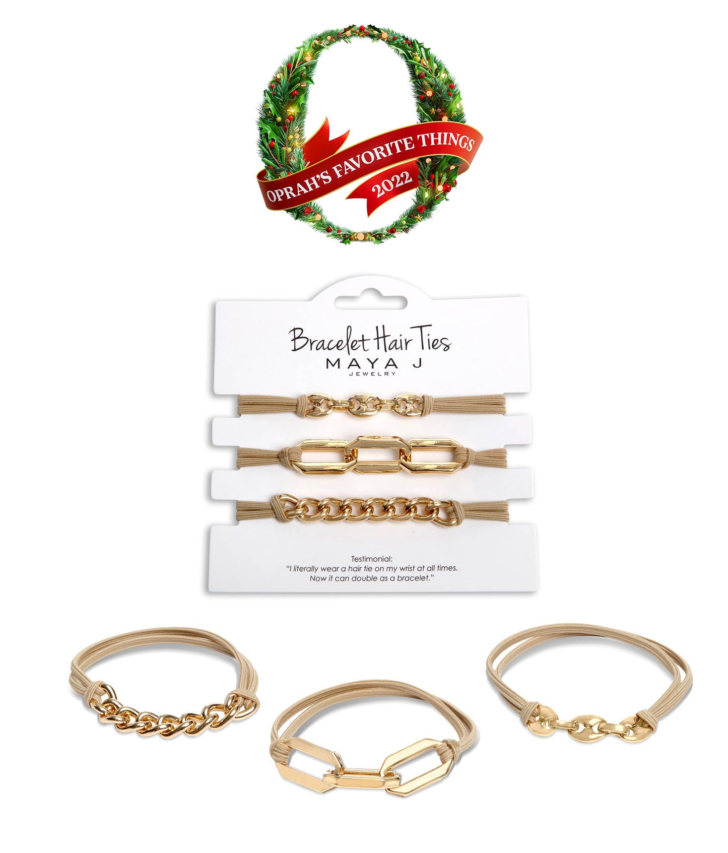 Maya J - 2-in-1 Bracelet Hair Tie Set - Classic - 3 Pc Set