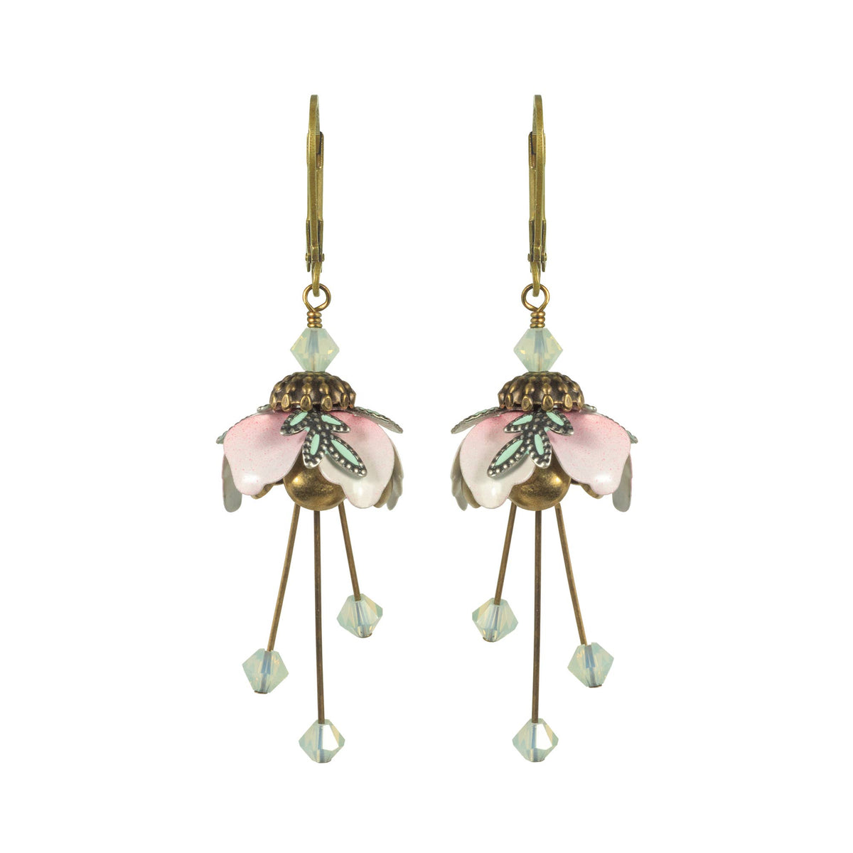 NoMonet - Flower Fairy: Painted Sakura Cherry Blossom Earrings Crystal