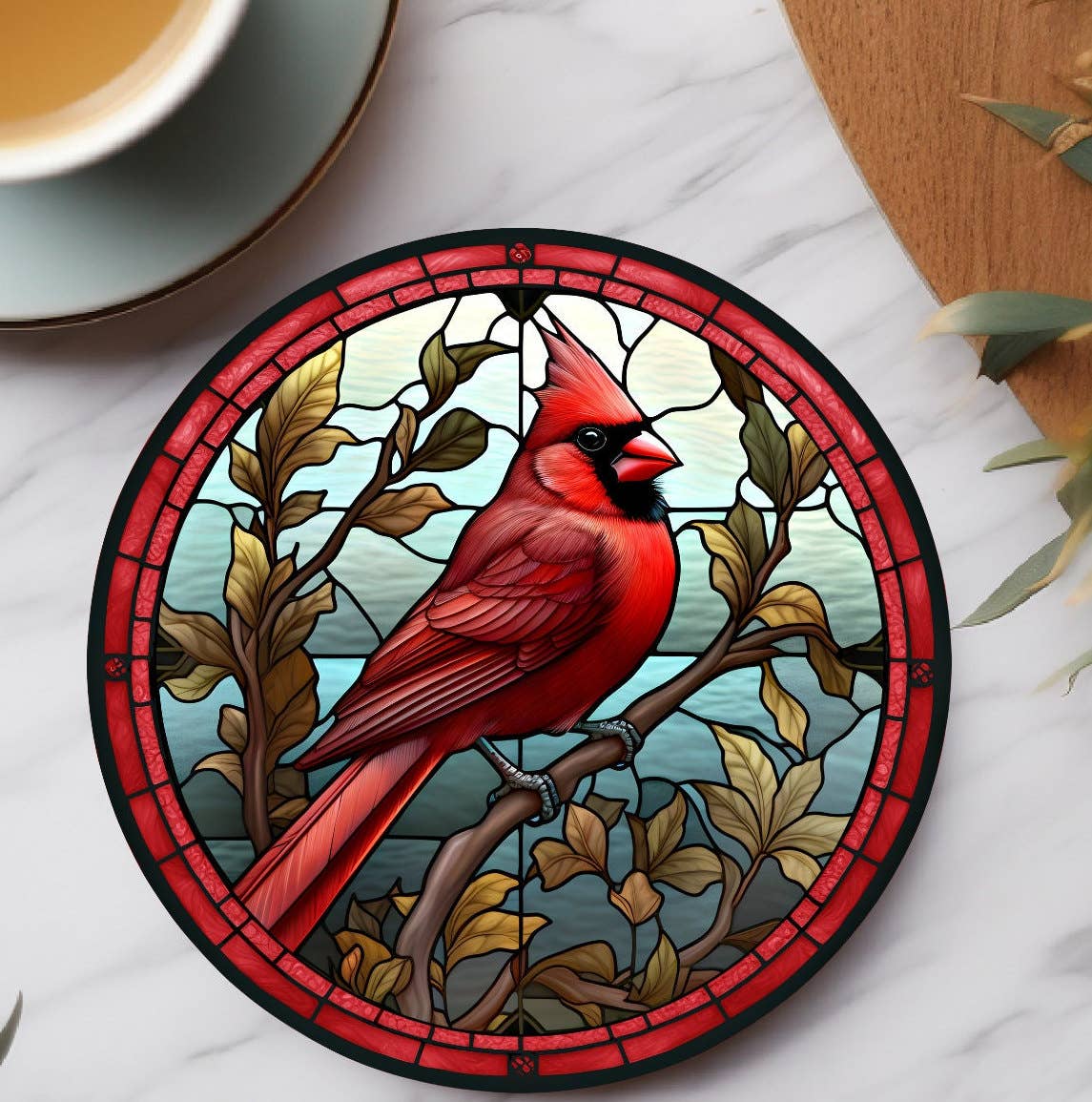 Fernville Creations - Cardinal Coaster, Bird Lover Gift, Nature Home Decor