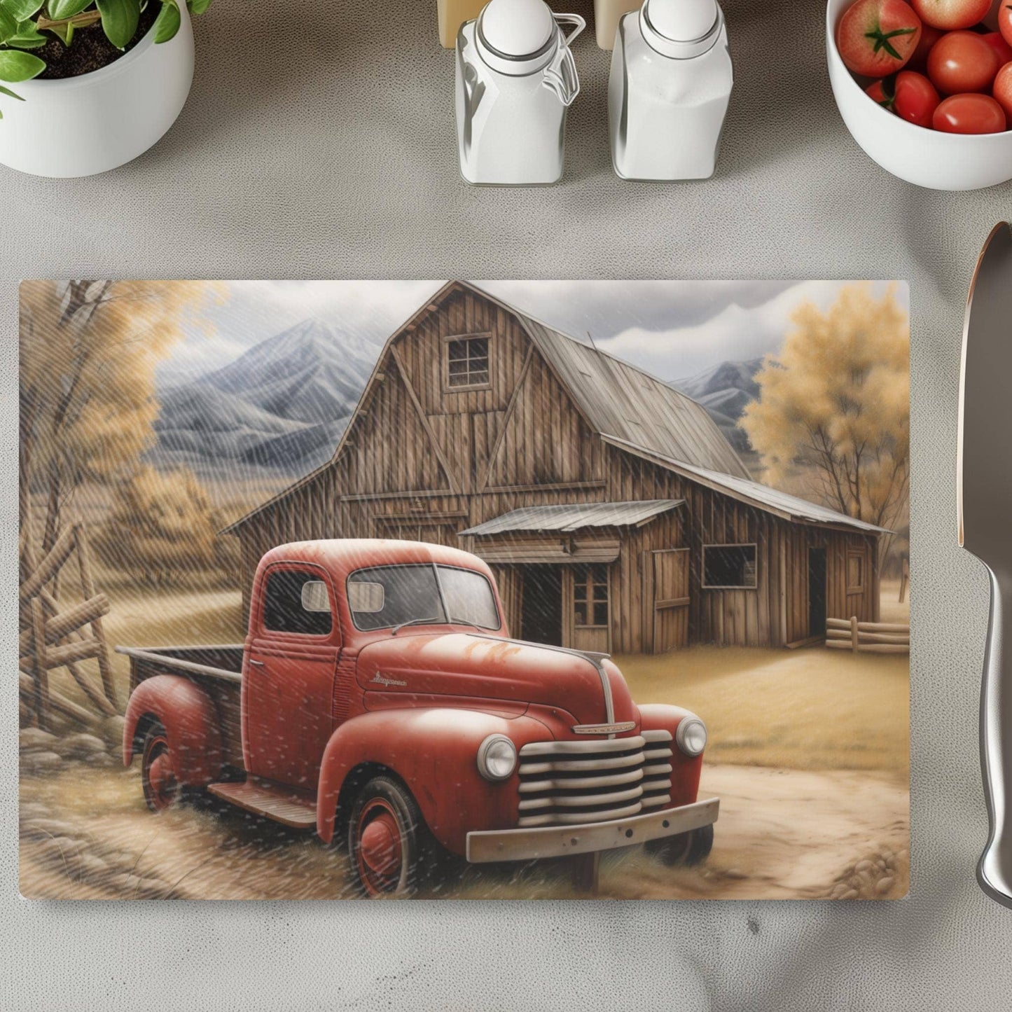 Fernville Creations - Tempered Glass Cutting Board: Farmhouse Kitchen Tray