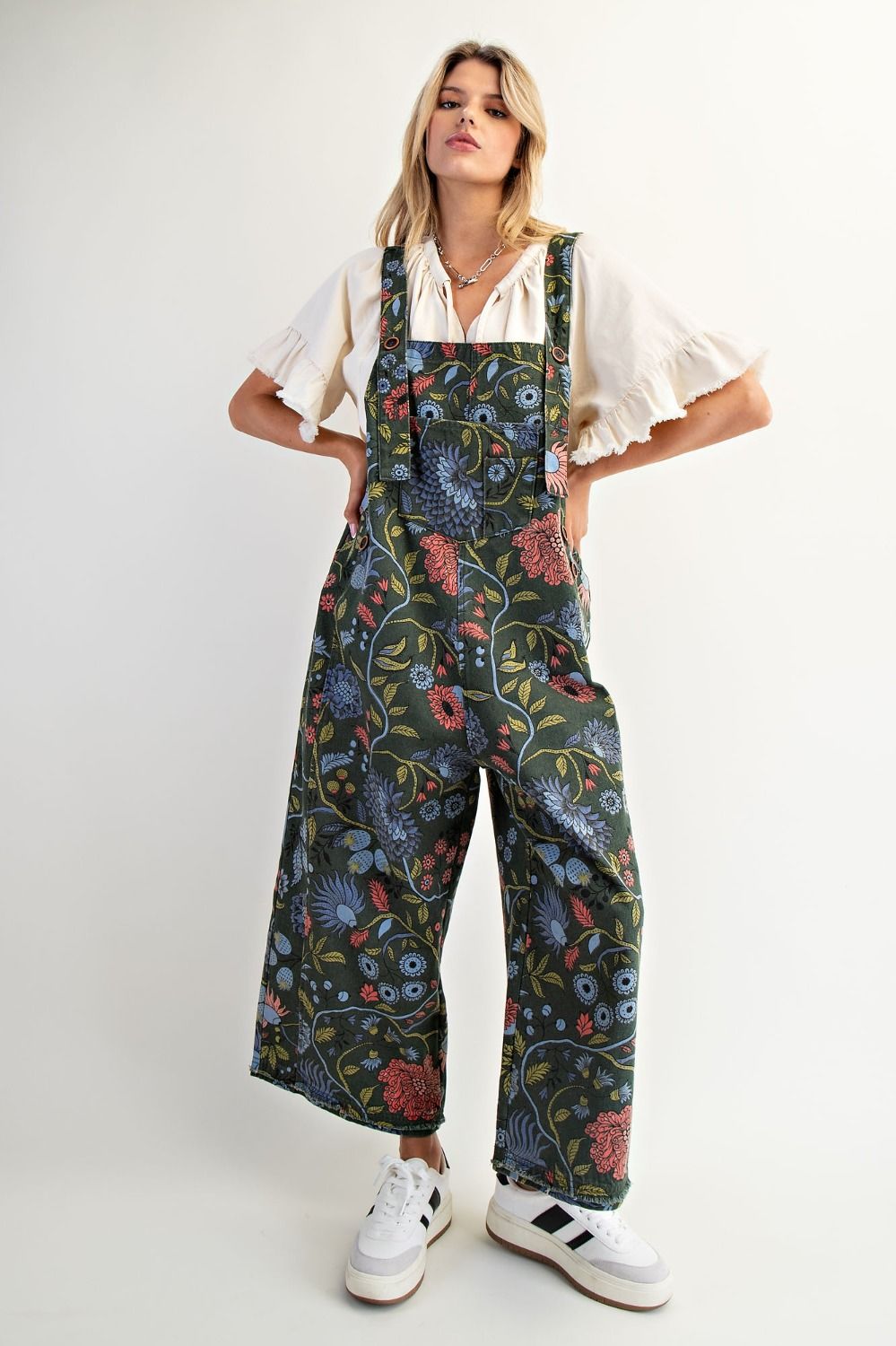 Easel Floral  Overalls