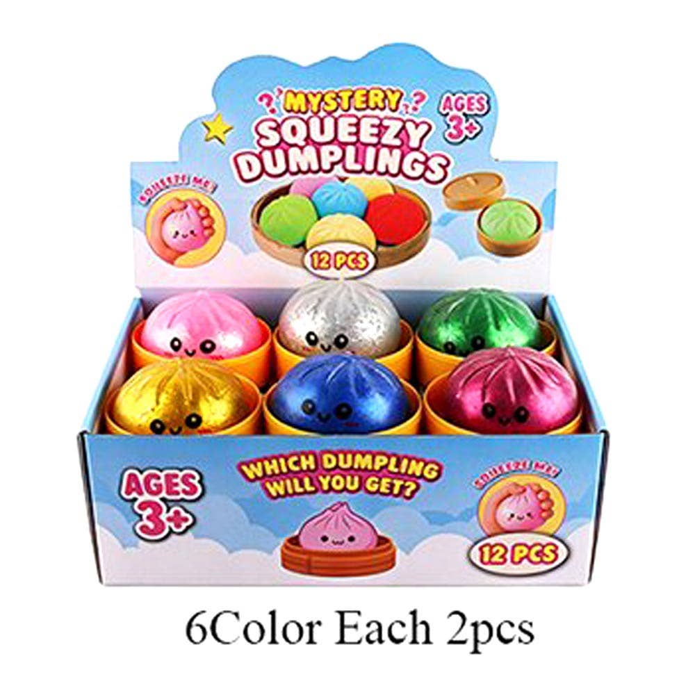 Sensibling Corp. - 12PCS - Metallic Steamed Bao Bun Dumpling Squeeze Squishy Stress Relief Toy