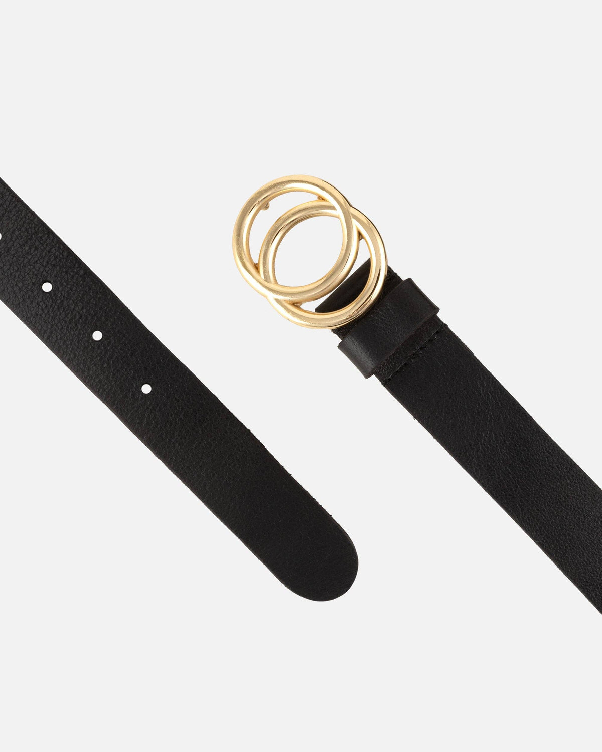Amsterdam Heritage Leather Belts, Bags, Jackets & Apparel - Caia | Double Ring Leather Belt with Gold Buckle