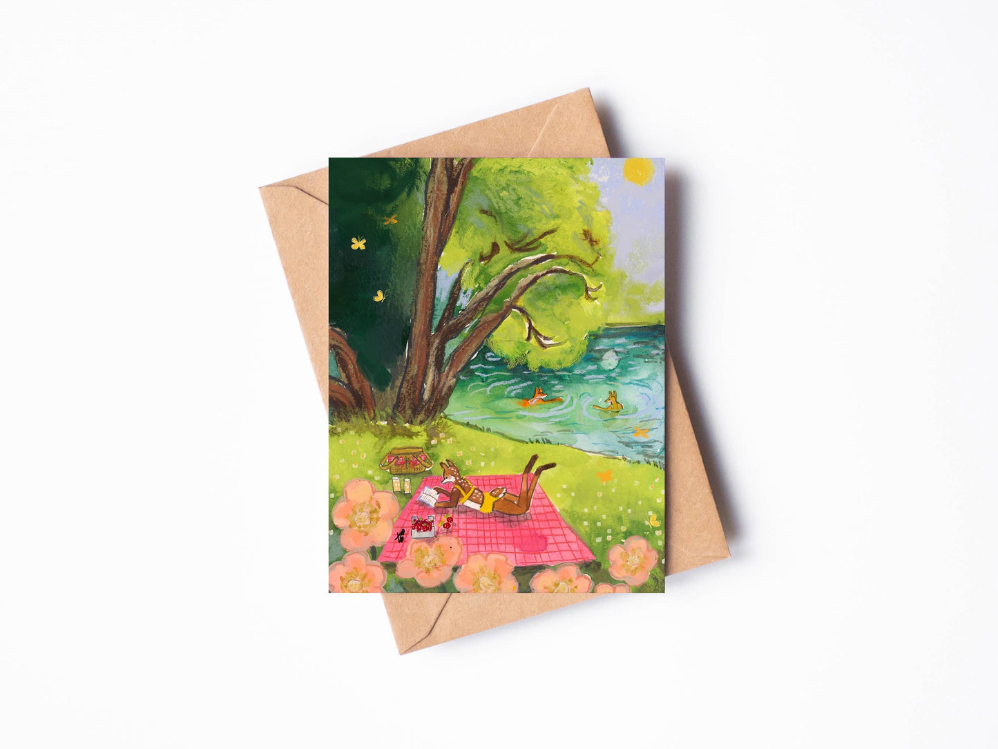 Randi Lynn Reed Illustration - By The River Single Blank Greeting Card