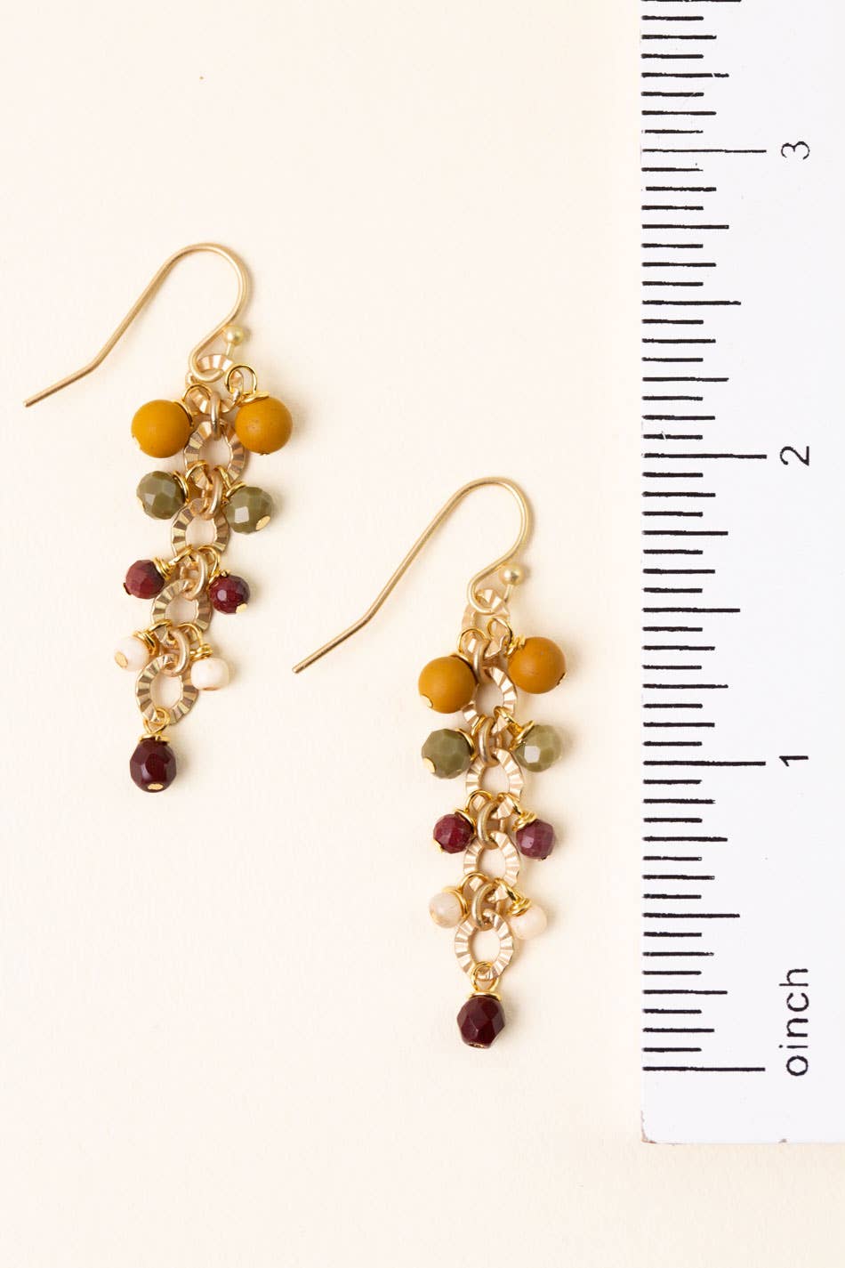 Anne Vaughan Designs Jewelry - Ember Czech Glass, Mookaite Cluster Earrings