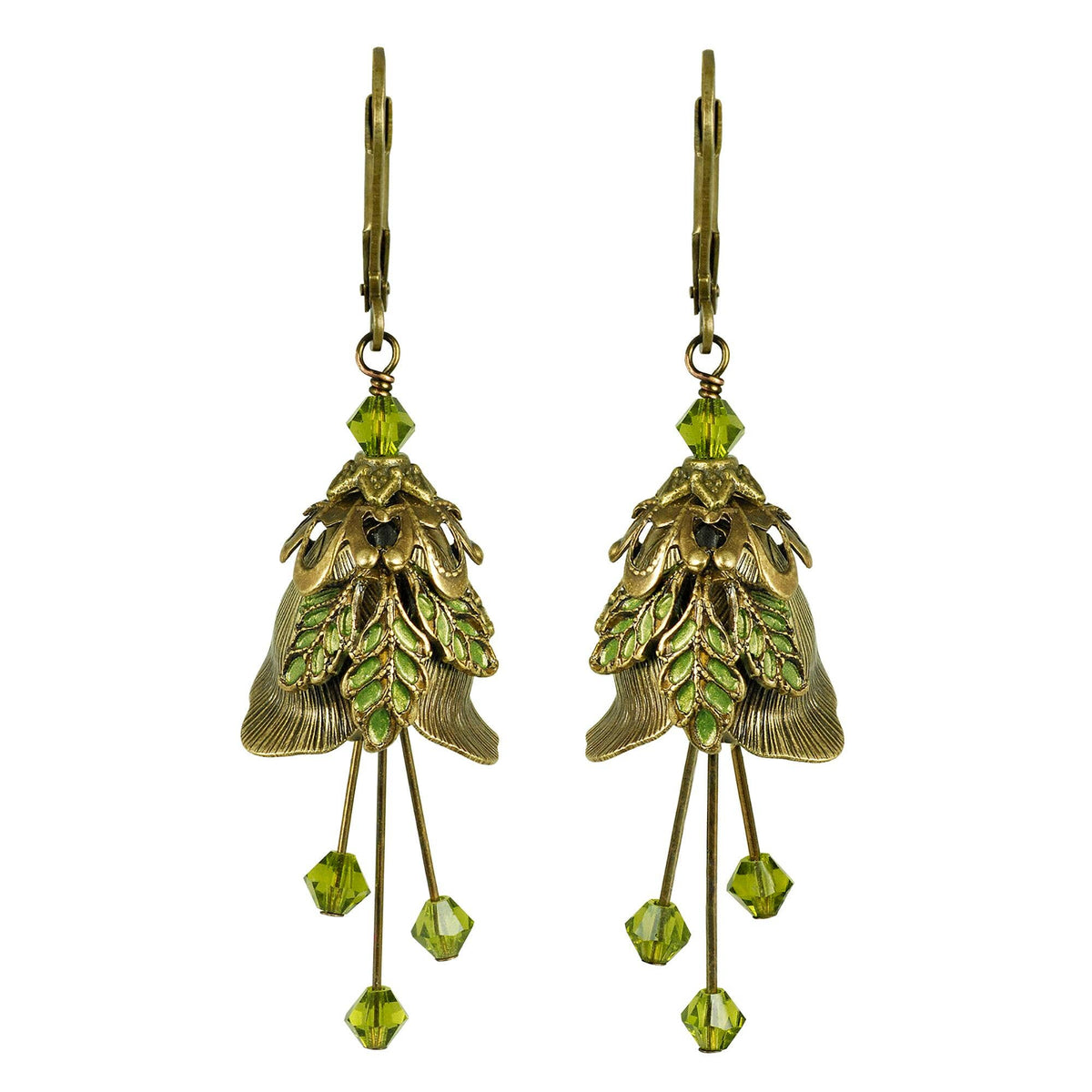 NoMonet - Flower Fairy: Rose Flower Hand Painted Leaves Earrings