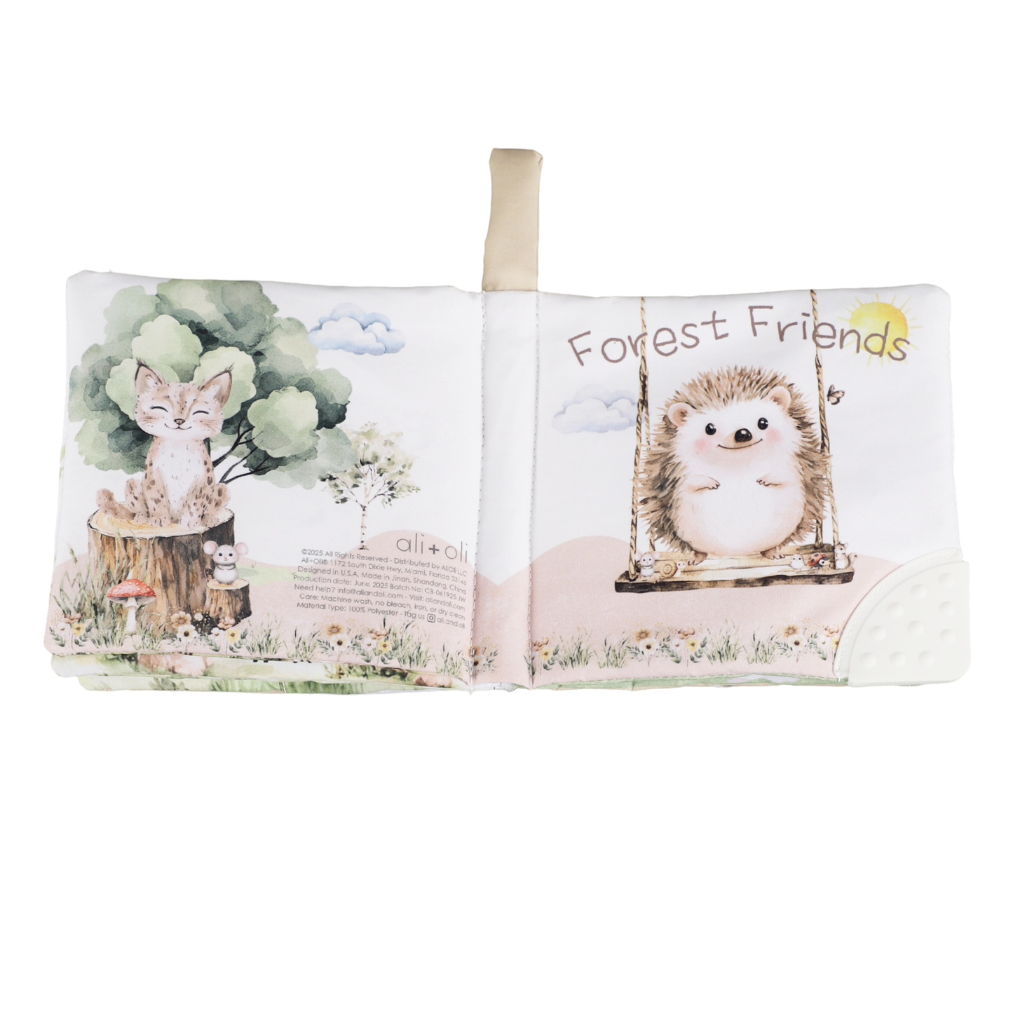 Ali+Oli - Forest Friends 10-Page Crinkle Soft Cloth Baby Book Teether