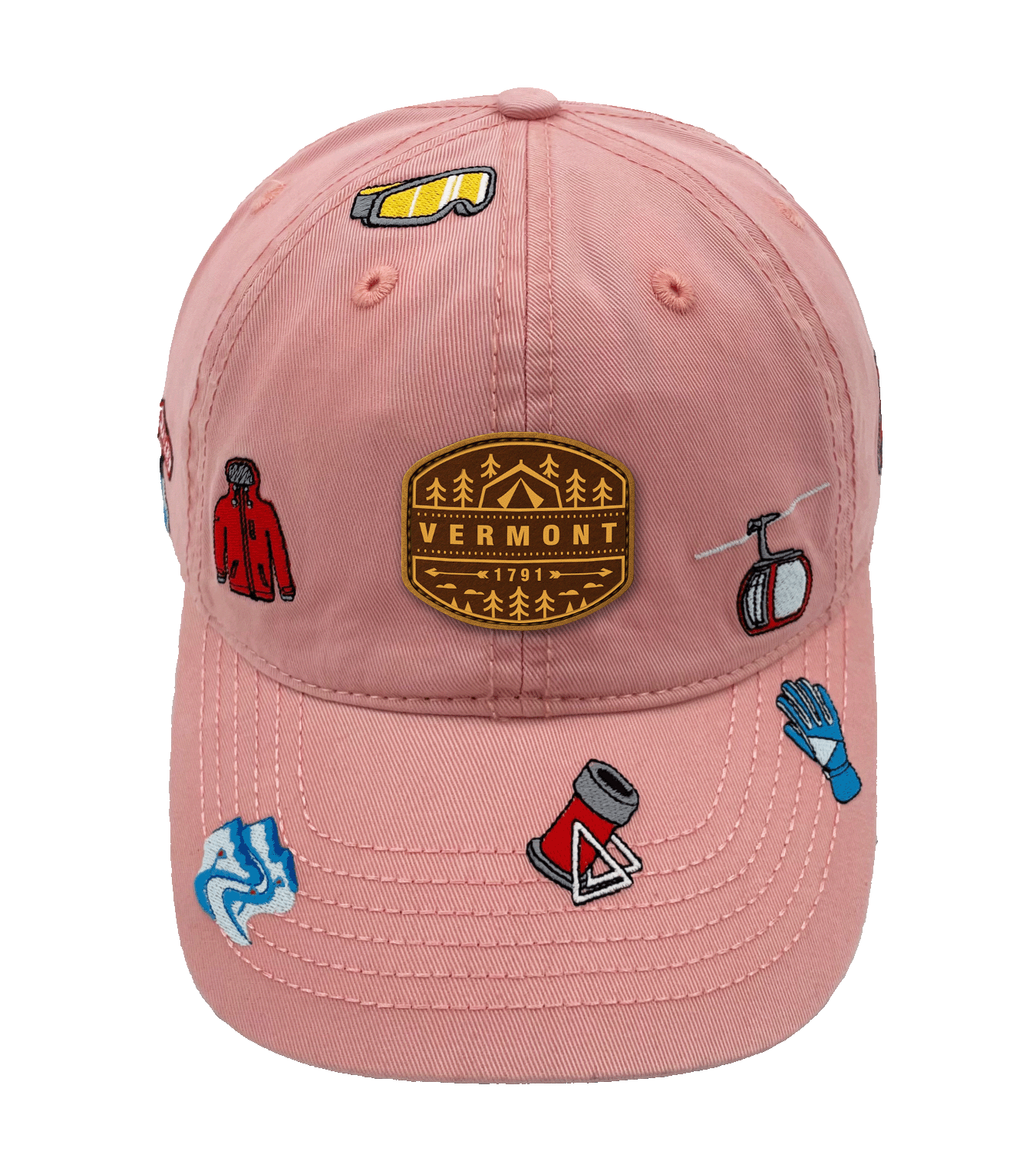 Northern Icons Creations INC - Vermont Ski Resort Embroidered Baseball Cap – Snow Mountain Winter Travel Adventure Hat