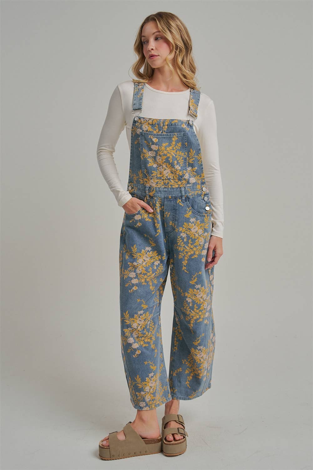 BON - FLORAL PRINT DENIM OVERALL JUMPSUIT_JLB80013-09