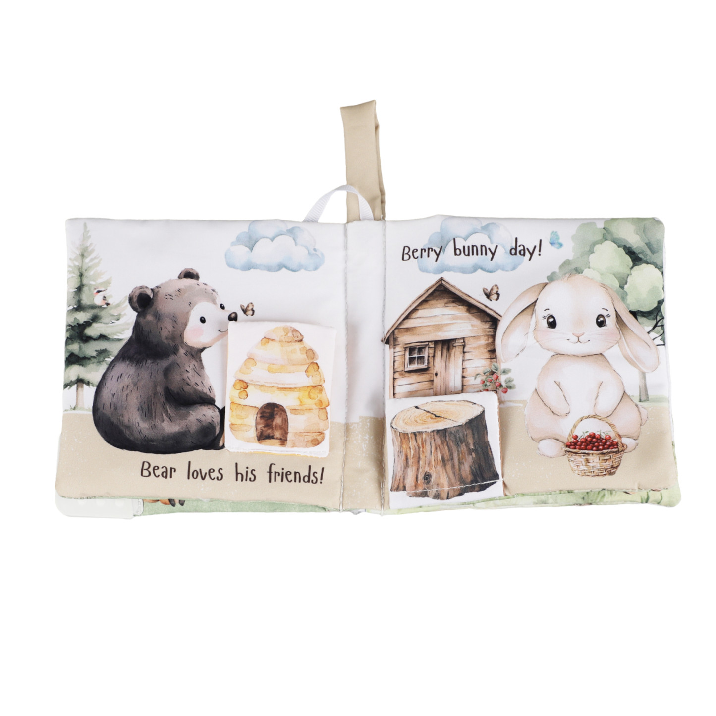 Ali+Oli - Forest Friends 10-Page Crinkle Soft Cloth Baby Book Teether