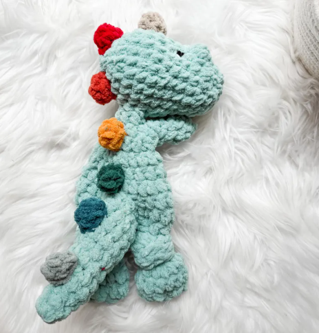 The Lumber Creek Co - Crochet Dinosaur Plushie Snuggler Lovey Stuffed Animal