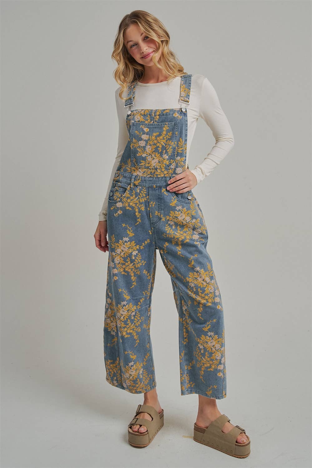 BON - FLORAL PRINT DENIM OVERALL JUMPSUIT_JLB80013-09
