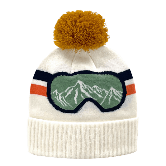 Northern Icons Creations INC - Vintage Ski Goggle Beanie Hat with Mountain View Pom Pom Knit Cap
