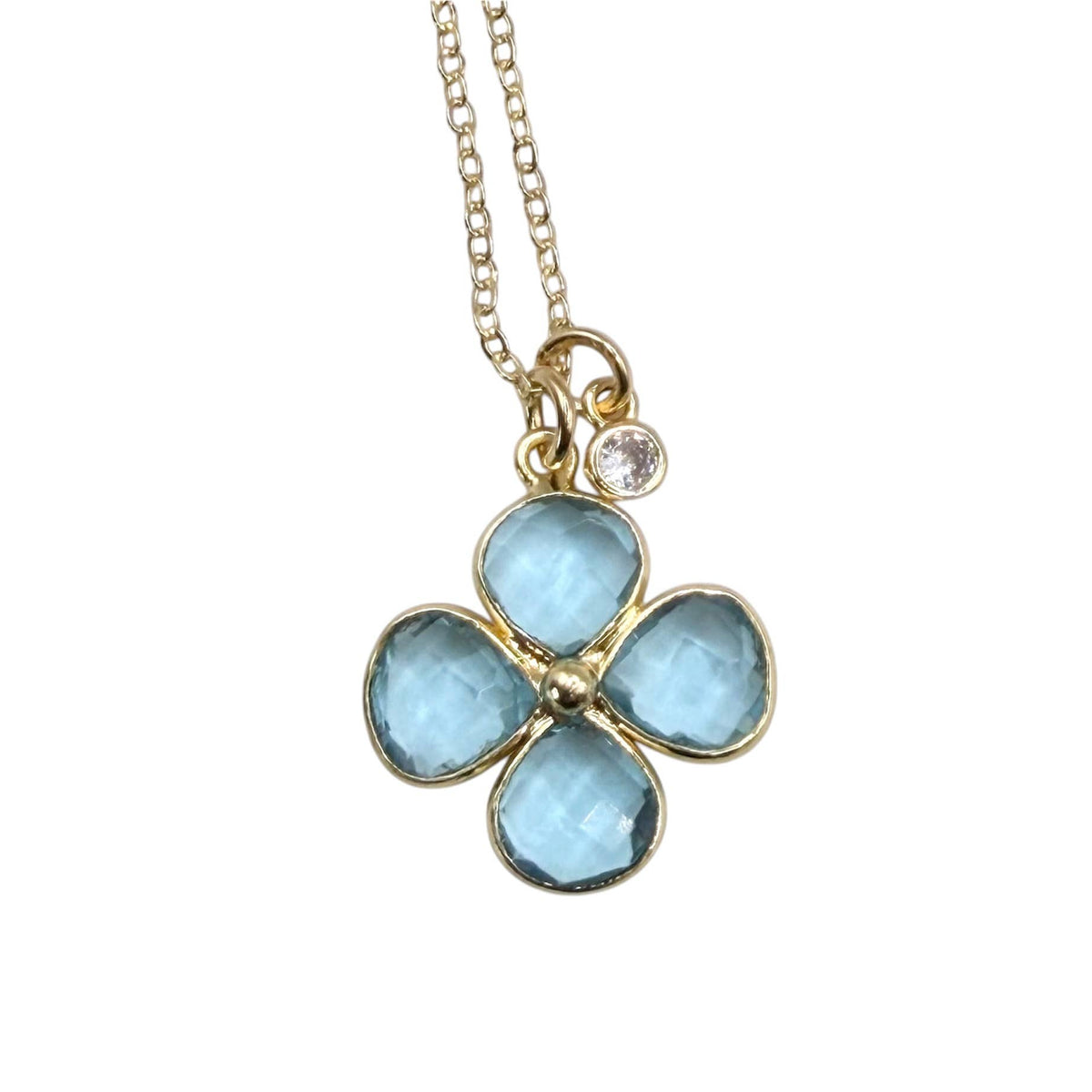 VB&CO Designs Handmade Jewelry - Genuine Gemstone clover flower gold necklace