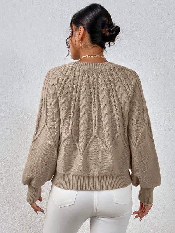 Rosa Clothing - Cable knit Balloon Sleeves sweater jumper