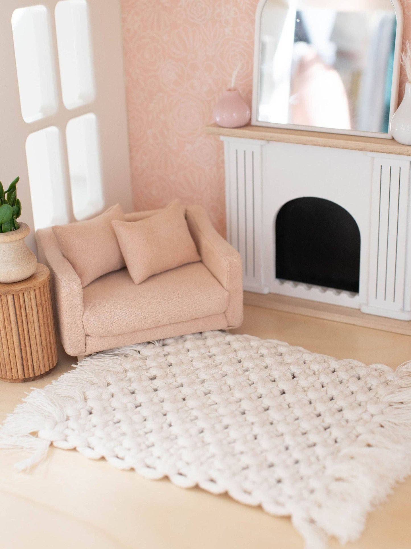 Macy Mae Dollhouse Designs - Dollhouse Macrame Rectangle Rug | Ivory or Natural