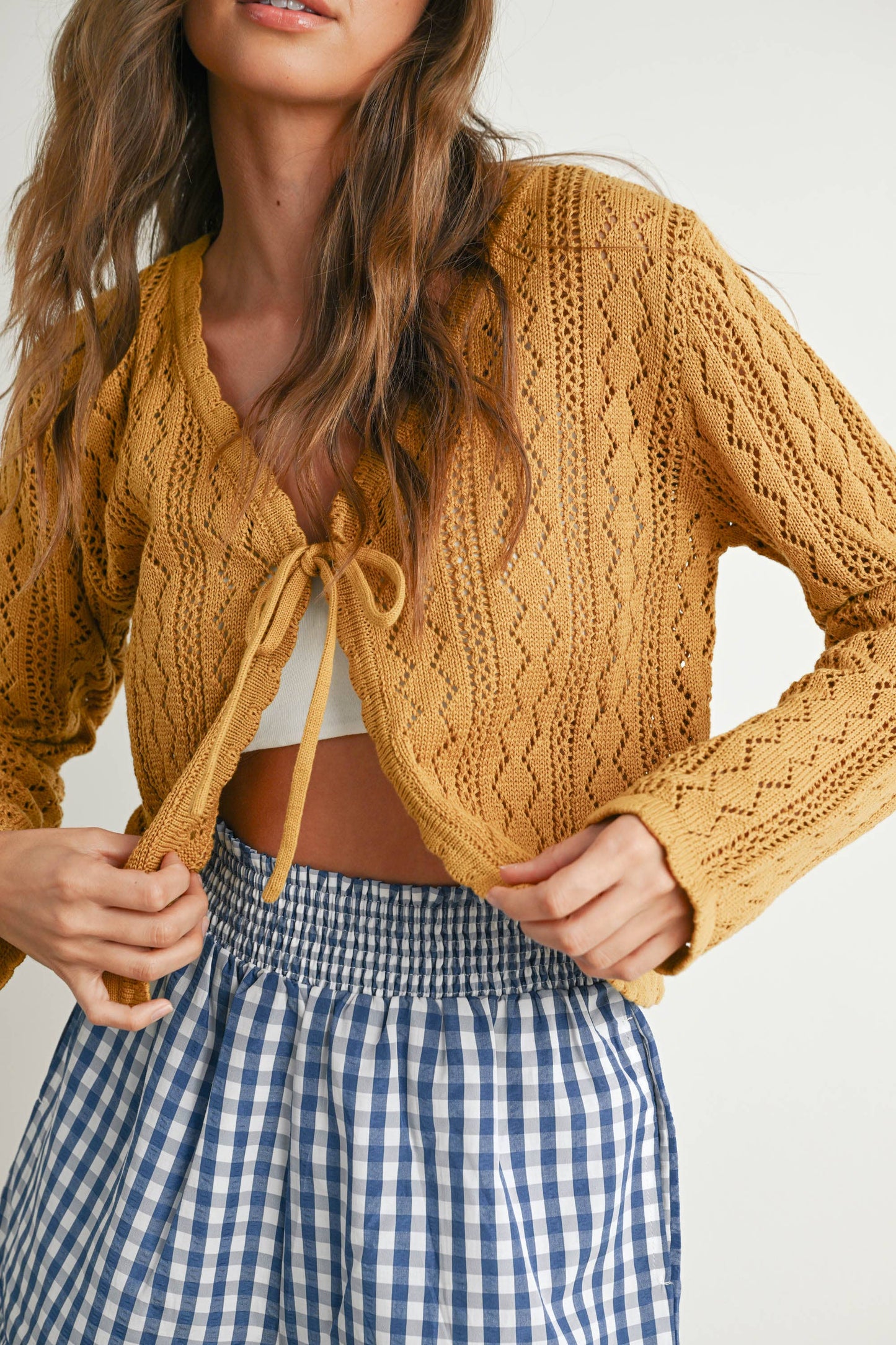 BUTTERMELON - Knitted Tie-Front Cardigan - BMC7680