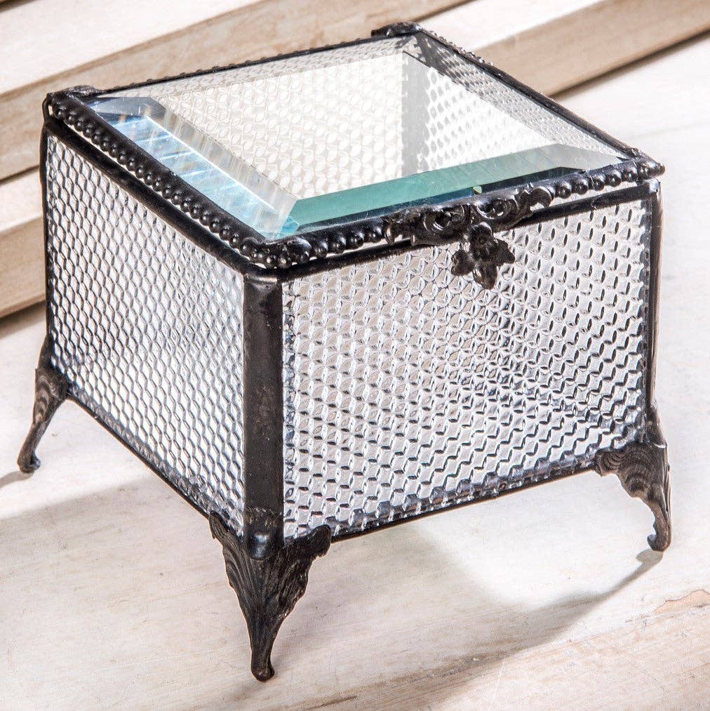 J Devlin Glass Art & Bert Anderson Collection - Box 825 Clear Honeycomb Glass Box